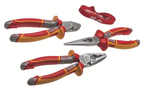 NWS 782 VDE Zangensatz Kombizange, Seitenschneider, Telefonzange, Systemclip + Lanyard 