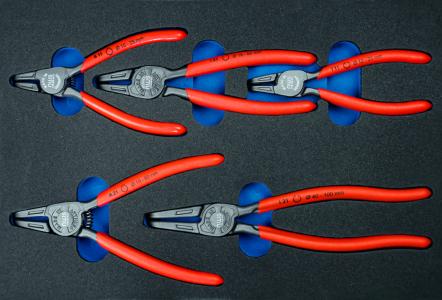 NWS 847-3 Combined Tool set in Foam Insert, Circlip Pliers in different sizes, 5 pcs. 