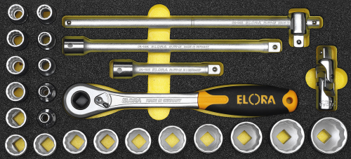 ELORA OMS-3 Socket Set 1/2", bi-hexagon 