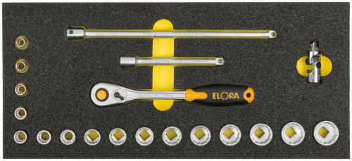 ELORA OMS-34 Socket set 3/8", 20-pcs, bi-hexagon 