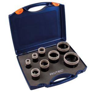 Diamond tile hole saw set, M14 drive, 8-pcs in plastic case , ROTEC 757.9005