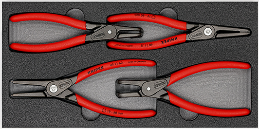 Set of pliers in a foam tray 