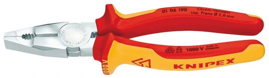 Combination Pliers Chrome Vanadium insulated with multi-component grips, VDE-tested chrome plated 190 mm 