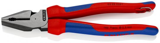 High Leverage Combination Pliers with multi-component grips, with integrated tether attachment point for a tool tether black atramentized 225 mm 