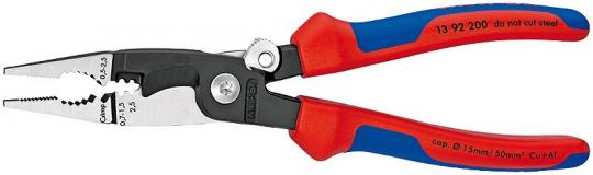 Pliers for Electrical Installation with multi-component grips black atramentized 200 mm 