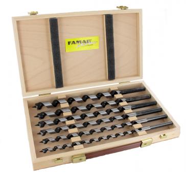Auger Bit, Lewis Pattern, 8 pcs. Set in wooden case with OAL 460 mm Ø 10, 12, 14, 16, 18, 20, 22, 24 mm 
