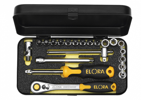 Socket Set 1/4", TORX® safety screws, 21-pcs., ELORA-1430-TTXEU 
