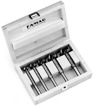 Cylinder Boring Bit, 5 pcs. Set in wooden case Ø 15, 20, 25, 30, 35 mm<br><br>SUPER-Cylinder Boring Bit, 5 pcs. In wooden case. 