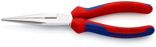 Snipe Nose Side Cutting Pliers (Stork Beak Pliers) with multi-component grips chrome plated 200 mm 