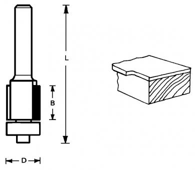 Flush Trim Bit, two Flutes, 12,7x25,4x66 