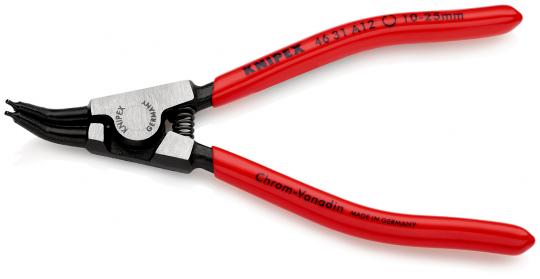 Alicate para arandelas para arandelas exteriores de ejes en ángulo de 45° recubiertos de plástico negro atramentado 130 mm 
