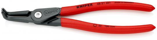 Precision Circlip Pliers for internal circlips in bore holes with non-slip plastic coating grey atramentized 210 mm 