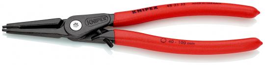 Precision Circlip Pliers for internal circlips in bore holes with overstretching limiter with non-slip plastic coating grey atramentized 225 mm KNIPEX4831J3