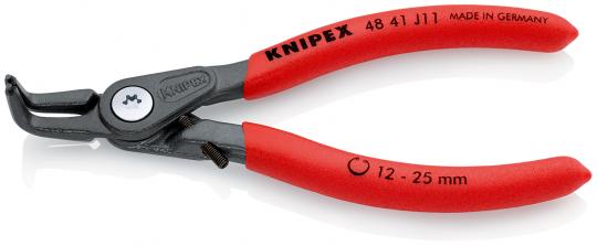 Präzisions-Sicherungsringzange für Innenringe in Bohrungen mit rutschhemmendem Kunststoff überzogen grau atramentiert 130 mm KNIPEX4841J11