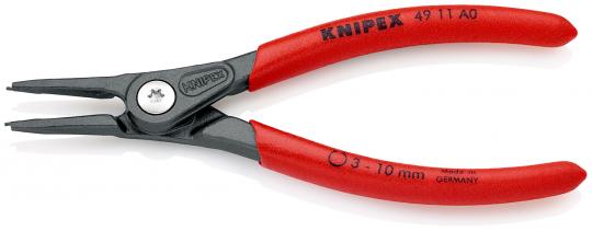 Precision Circlip Pliers for external circlips on shafts with non-slip plastic coating grey atramentized 140 mm 