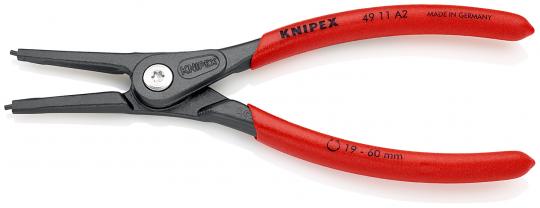 Precision Circlip Pliers for external circlips on shafts with non-slip plastic coating grey atramentized 180 mm 