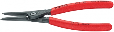 Precision Circlip Pliers for external circlips on shafts with non-slip plastic coating grey atramentized 