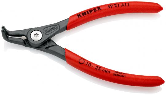 Precision Circlip Pliers for external circlips on shafts with non-slip plastic coating grey atramentized 130 mm 