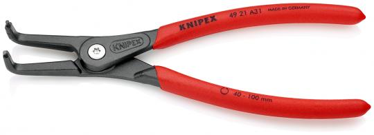 Precision Circlip Pliers for external circlips on shafts with non-slip plastic coating grey atramentized 210 mm 