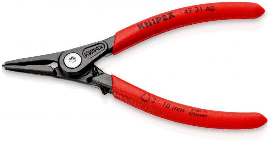 Precision Circlip Pliers for external circlips on shafts with overstretching limiter with non-slip plastic coating grey atramentized 140 mm 