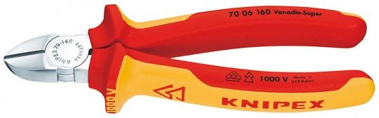 Diagonal Cutter insulated with multi-component grips, VDE-tested chrome plated 180 mm KNIPEX7006160