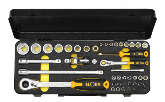 Socket Set 1/4" + 1/2", hexagon, 46-pcs., ELORA-714-6MU OMS 0714562502046