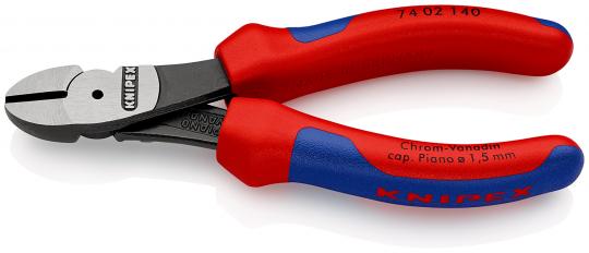 Alicates de corte diagonal de fuerza con fundas multicomponentes negro atramentado 140 mm 