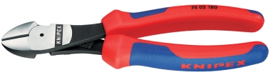 High Leverage Diagonal Cutter with multi-component grips black atramentized 180 mm KNIPEX7402180