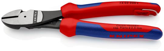 High Leverage Diagonal Cutter with multi-component grips, with integrated tether attachment point for a tool tether black atramentized 