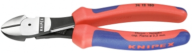 Alicates de corte diagonal de fuerza con fundas multicomponentes negro atramentado 180 mm 