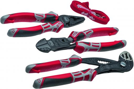 Combined tool set, 3-part, combination pliers, side cutters, water pump pliers 