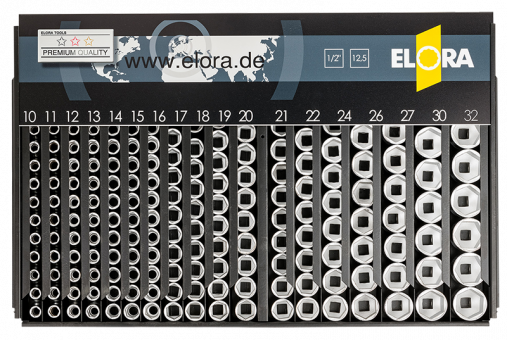 Socket Display Dispenser with 1/2" mm-bi-hexagon Sockets, ELORA-770-LSP1M 0770510002000