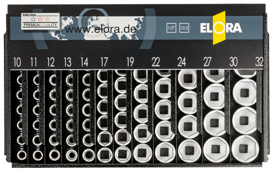 Socket Display Dispenser with 1/2"  AF-bi-hexagon Sockets, ELORA-770-LSP2A 