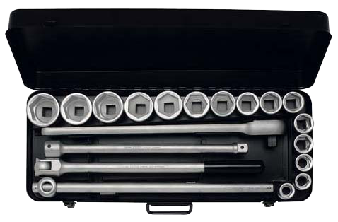 Socket Set 3/4", bi-hexagon, 20-pcs. 7/8"-2" AF, ELORA-770-S15 AU 