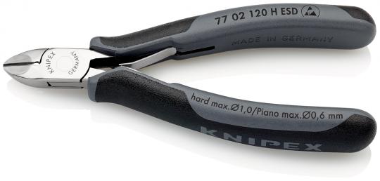 Alicates de corte diagonal para electrónica ESD con filos de corte de carburo con fundas multicomponentes 120 mm 