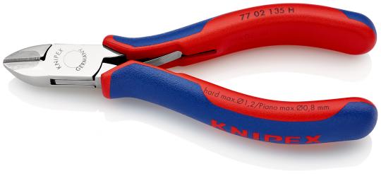 Alicate de corte diagonal para electrónica con filo de corte de metal duro con fundas multicomponentes 135 mm 