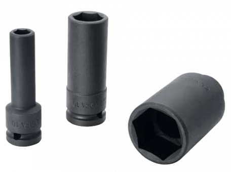 Impact Sockets 1/2", extra deep, inch Code