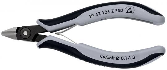 Alicates de precisión de corte diagonal para electrónica ESD con fundas multicomponentes bruñido 125 mm 