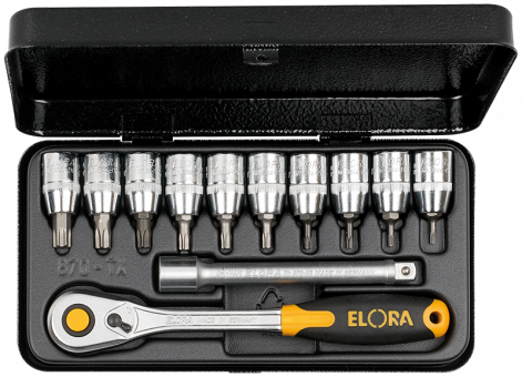 Socket Set 3/8", TORX®, 12-pcs. 9-50 mm, ELORA-870-TXU 