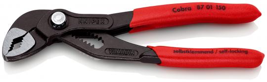 Cobra® Hightech Water Pump Pliers with non-slip plastic coating grey atramentized 150 mm 