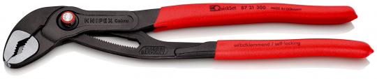 Cobra® QuickSet Hightech Water Pump Pliers with non-slip plastic coating grey atramentized 300 mm 