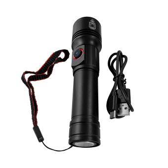LED flashlight made of aluminum with magnetic holder, loop and USB-C charging cable, 700 lumens 