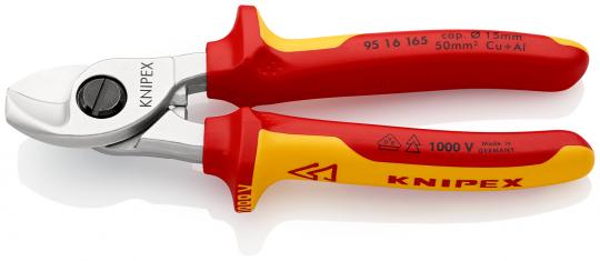 Cable Shears insulated with multi-component grips, VDE-tested chrome plated 165 mm 