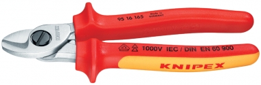 Cable Shears insulated with multi-component grips, VDE-tested chrome plated 165 mm KNIPEX9516165