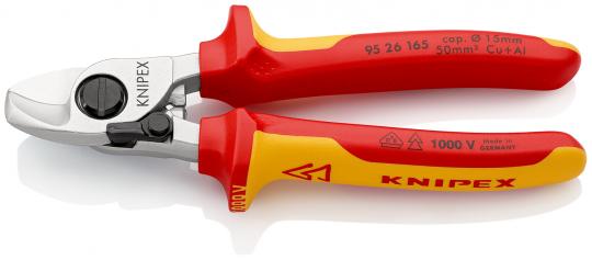 Cable Shears with opening spring insulated with multi-component grips, VDE-tested chrome plated 165 mm 