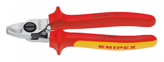 Cable Shears with opening spring insulated with multi-component grips, VDE-tested chrome plated 165 mm 