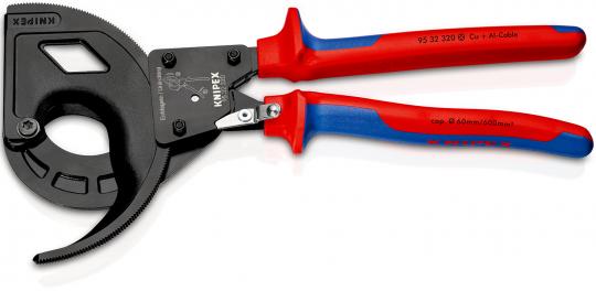 Cable Cutter (ratchet principle, 3-stage) with multi-component grips black atramentized 320 mm 
