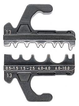 Mordaza intercambiable para terminales no aislados de compresión, de tubo y crimp conforme a DIN 46234 y DIN 46235, así como conectores no aislados de compresión, de tope y crimp conforme a DIN 46341 y DIN 46267 