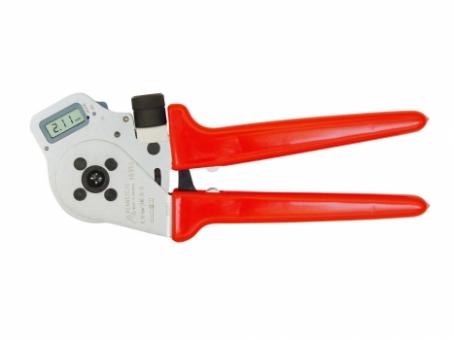 Four-Mandrel Crimping Pliers for turned contacts with multi-component grips chrome plated 250 mm 