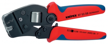 Self-Adjusting Crimping Pliers for wire ferrules with front loading with multi-component grips burnished 190 mm 